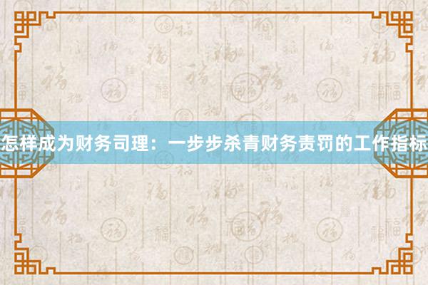 怎样成为财务司理：一步步杀青财务责罚的工作指标